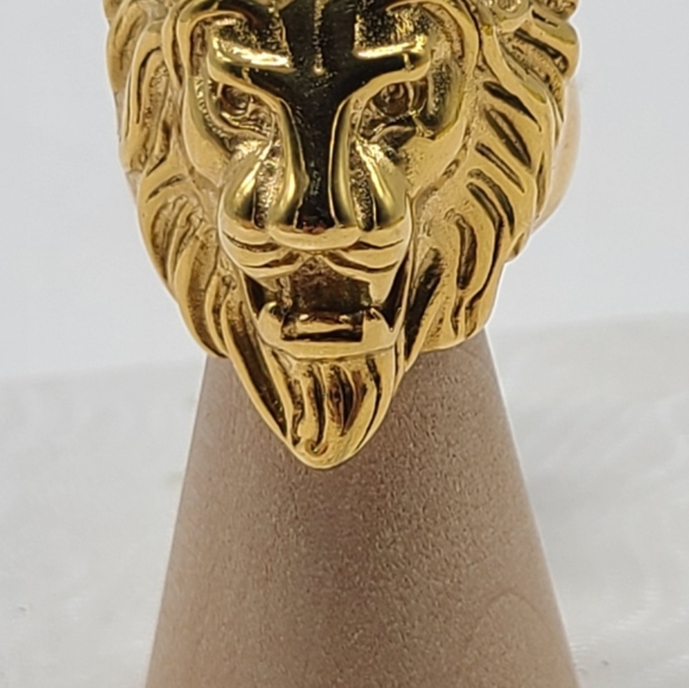 Men's Stainless Steel 18k Gold Filled Lion Head Ring